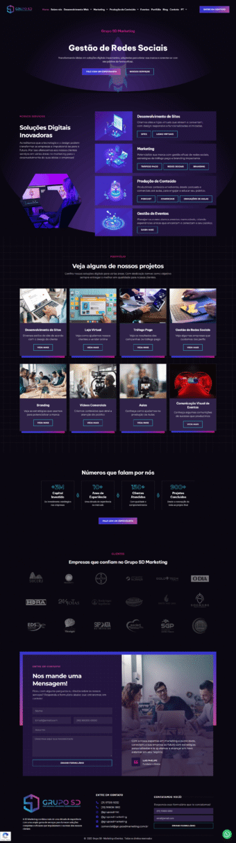Site para Empresa de Marketing e Eventos Grupo SD Marketing, Desenvolvida por Galaxy MKT