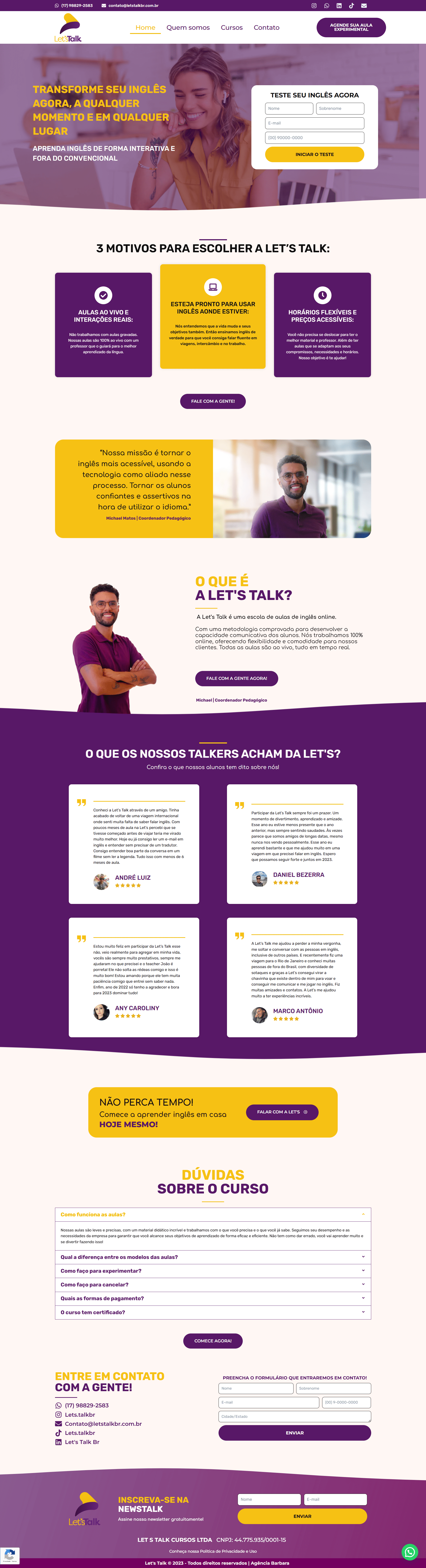 site lets talk desenvolvido pela galaxy