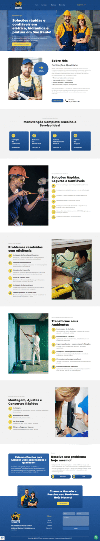 Landing Page Otimizada para os serviços da macario serviços desenvolvido pela galaxy mkt